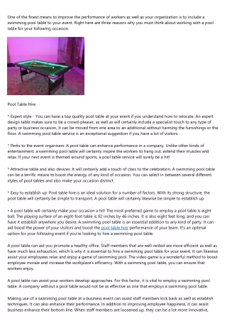 3  Factors Why Pool Table Hire Is a  Great  Suggestion