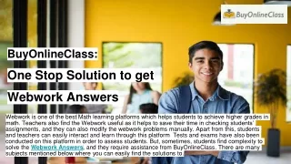 BuyOnlineClass- One Stop Solution to get Webwork Answers