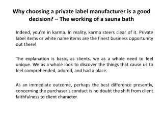 Why choosing a private label manufacturer is a good decision– The working of a sauna bath
