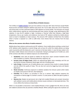 harmful effects of mobile emissions