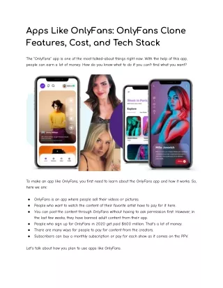 Apps Like OnlyFans - OnlyFans Clone Features, Cost