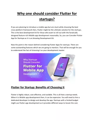 Why one should consider Flutter for startups?