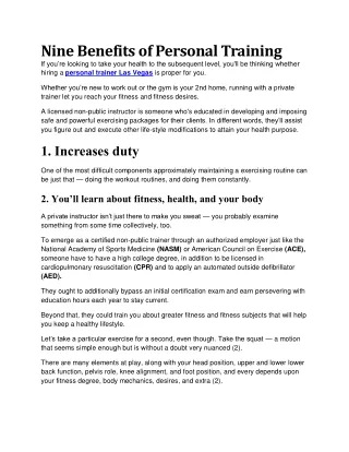 Nine Benefits of Personal Training