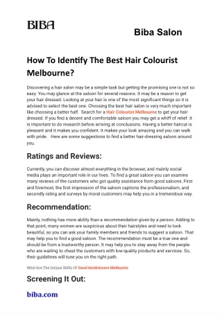 How To Identify The Best Hair Colourist Melbourne