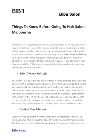 Things To Know Before Going To Hair Salon Melbourne