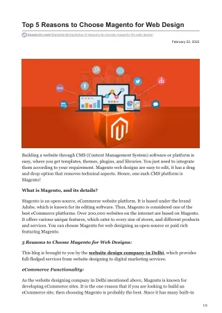 top 5 reasons to choose magento for web design