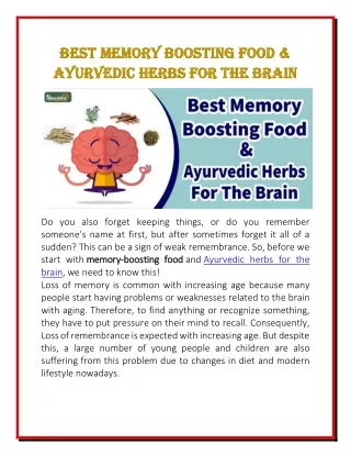 Best Memory Boosting Food and Ayurvedic Herbs for Brain