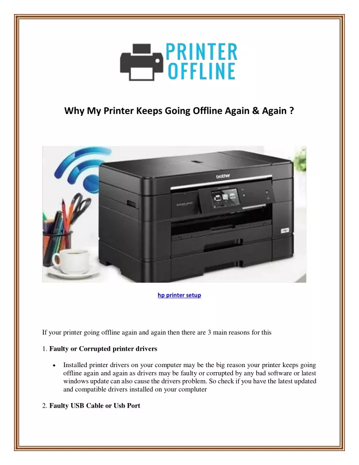 why my printer keeps going offline again again