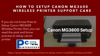 how to setup canon mg3600 wireless printer support care