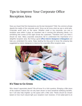 Tips to Improve Your Corporate Office Reception Area