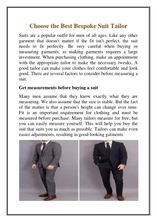 Choose the Best Bespoke Suit Tailor