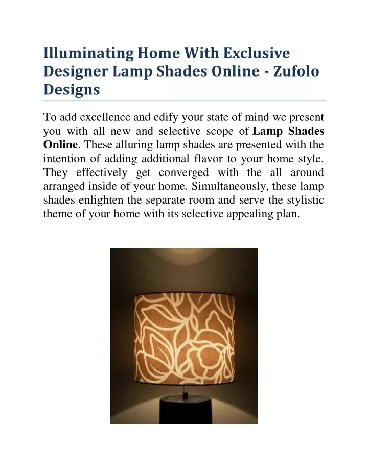 illuminating home with exclusive designer lamp