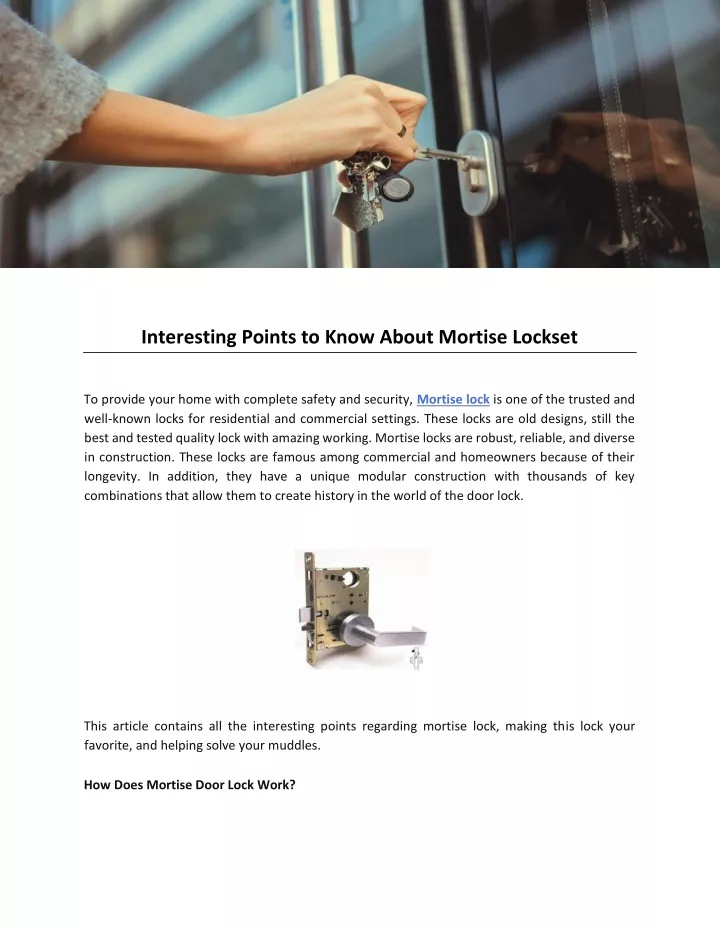 interesting points to know about mortise lockset