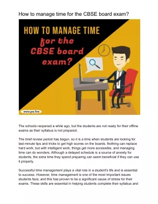 how to manage time for the cbse board exam