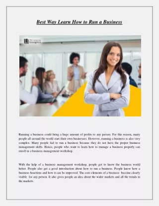 best way learn how to run a business