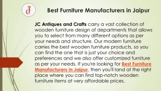 Best Furniture Manufacturers in Jaipur