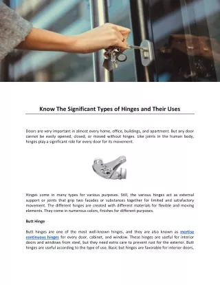 know the significant types of hinges and their