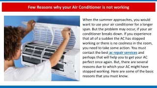 few reasons why your air conditioner