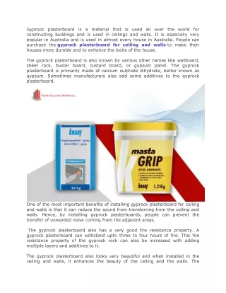 Gyprock plasterboard is a material that is used all over the world for constructing buildings and is used in ceilings an