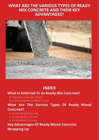 What Are The Various Types Of Ready Mix Concrete And Their Key Advantages