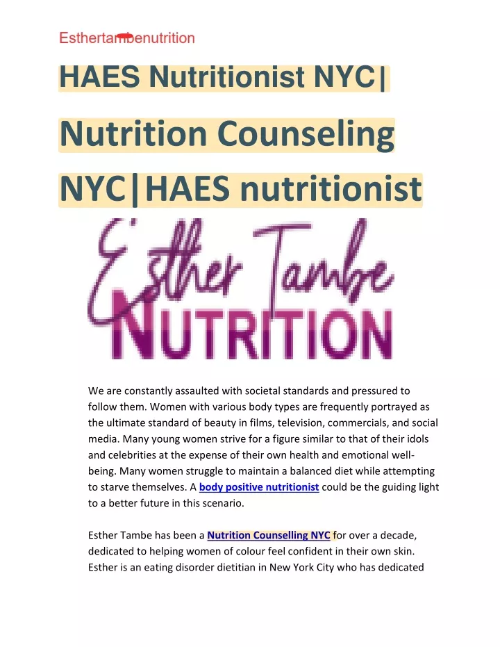 haes nutritionist nyc