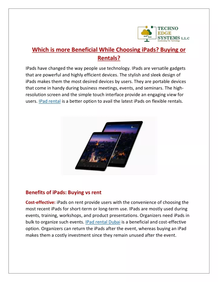 which is more beneficial while choosing ipads