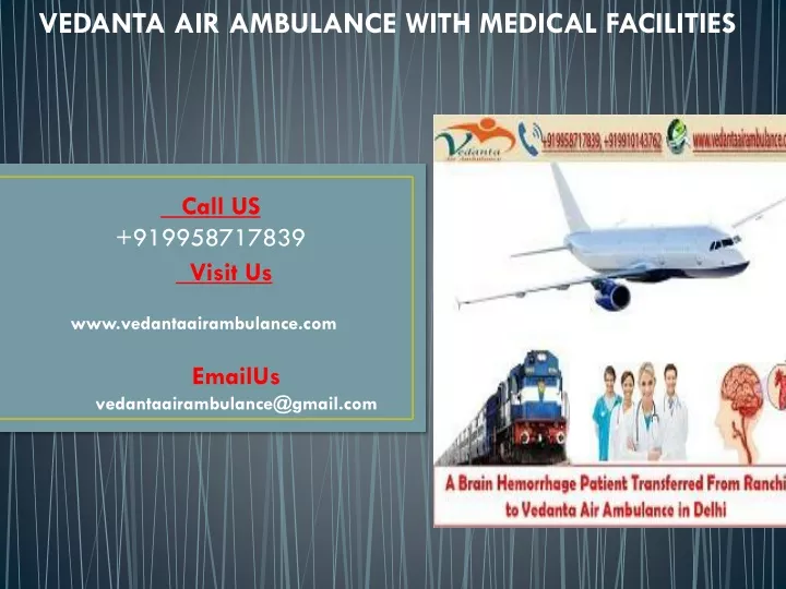 vedanta air ambulance with medical facilities