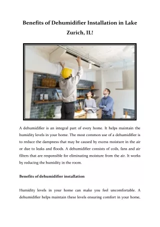 Benefits of Dehumidifier Installation in Lake Zurich, IL!