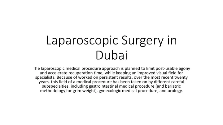 laparoscopic surgery in dubai