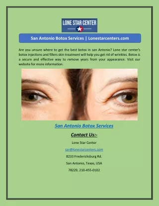 San Antonio Botox Services | Lonestarcenters.com