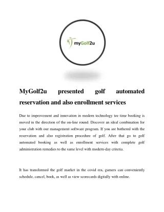 Golf Booking & Self Registration