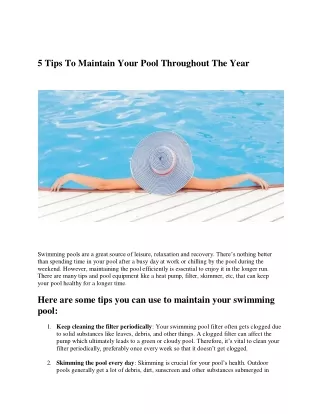 5 tips to maintain your pool throughout the year