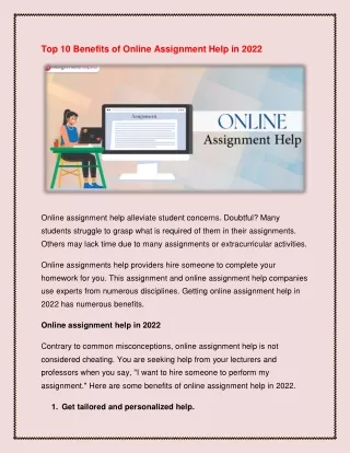 Top 10 Benefits of Online Assignment Help in 2022