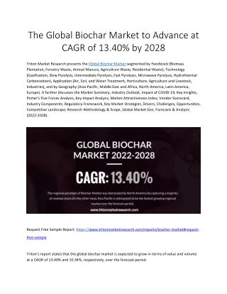 the global biochar market to advance at cagr of 13 40 by 2028