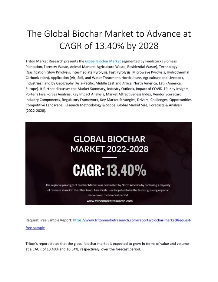 the global biochar market to advance at cagr of 13 40 by 2028