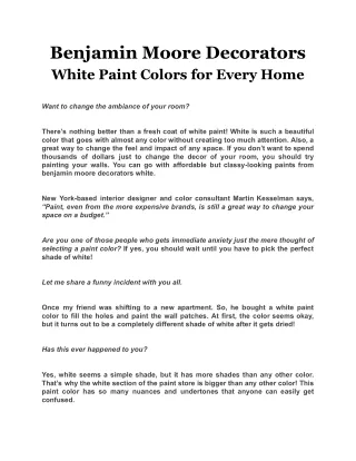 benjamin moore decorators white paint colors