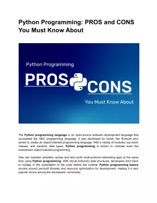 python programming pros and cons you must know