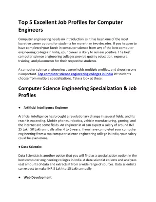 top 5 excellent job profiles for computer