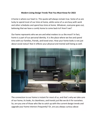 modern living design trends that you must know