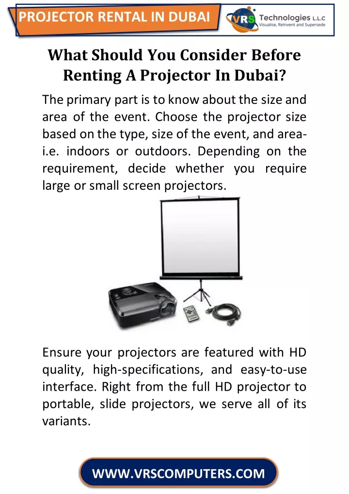 projector rental in dubai