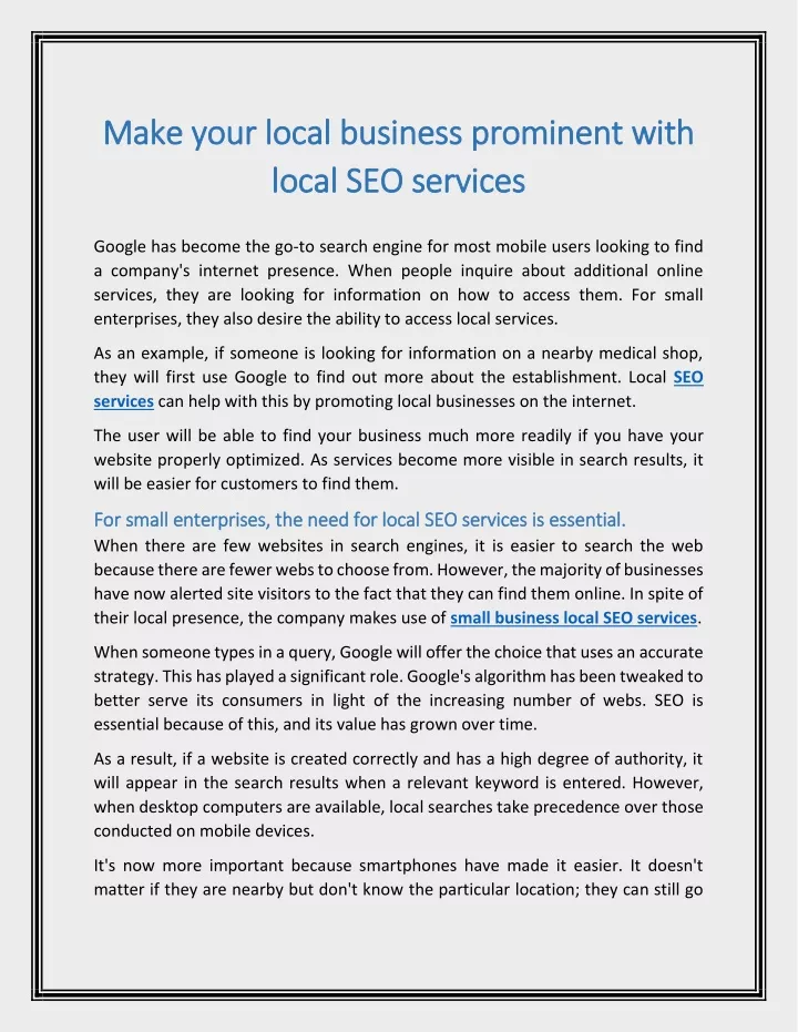 make make your local business prominent with your