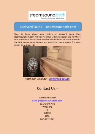 backyard saunaBackyard Sauna | steamsaunabath.com