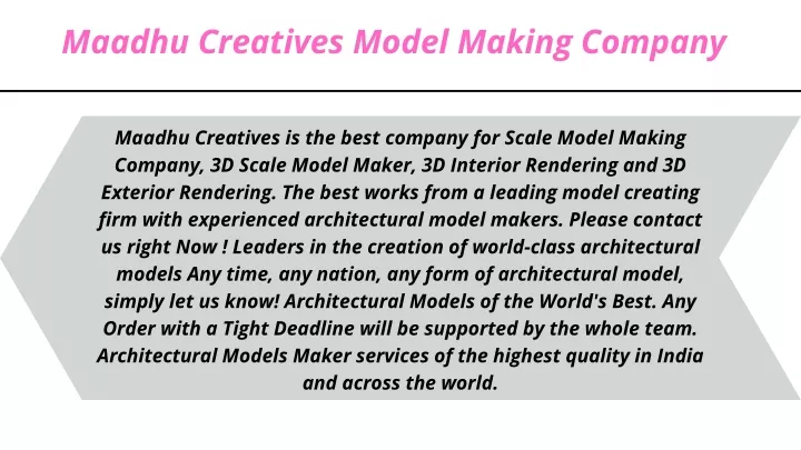 maadhu creatives model making company