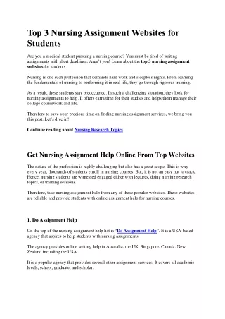 top 3 nursing assignment websites for students