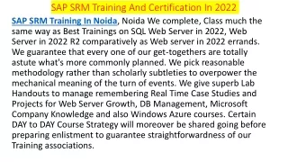 SAP SRM Training Institute In Noida