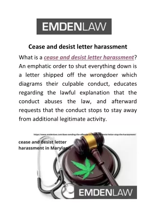 Cease and desist letter harassment in Maryland