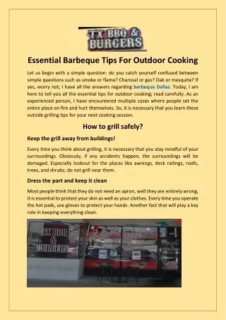 Essential Barbeque Tips For Outdoor Cooking