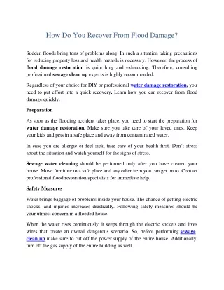 How to recover from Water damage - EFRSc