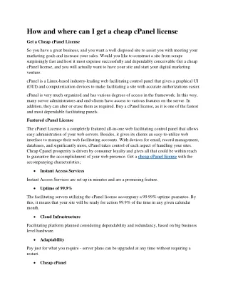 how and where can i get a cheap cpanel license