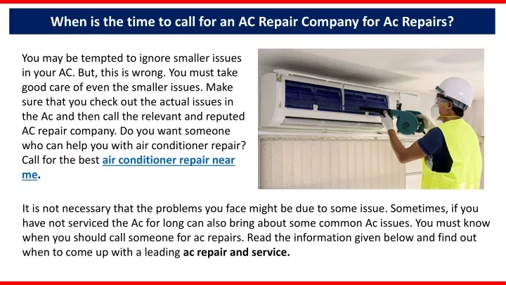 when is the time to call for an ac repair company